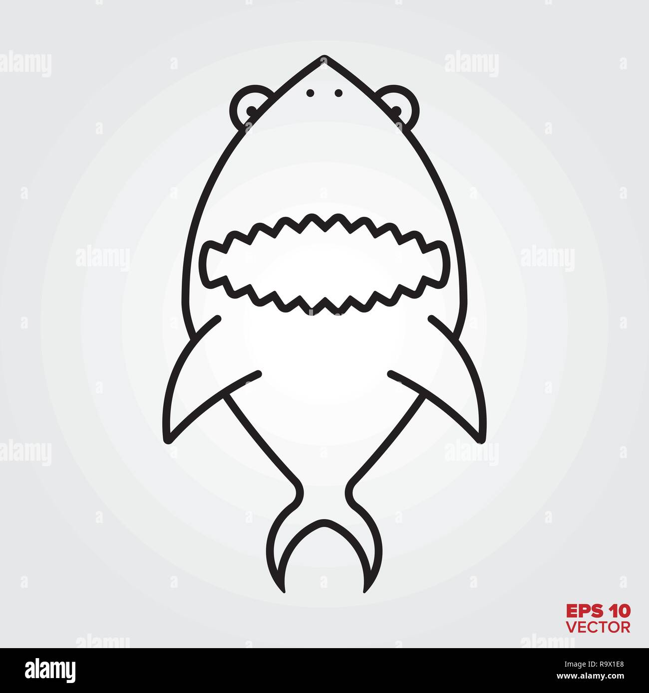 L'icône de la ligne du requin drôle vector illustration Illustration de Vecteur