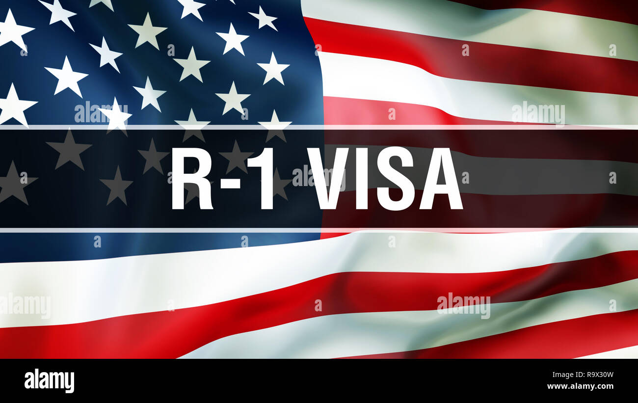 R-1 sur un Visa USA flag background, rendu 3D. États-unis d'Amérique  drapeaux dans le vent. Fier de brandir le drapeau américain, American R-1  conce Visa Photo Stock - Alamy