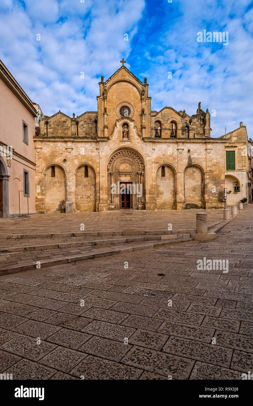 Italie Basilicate Matera Piazza San Giovanni Battista Église de Saint Giovanni Battista Banque D'Images