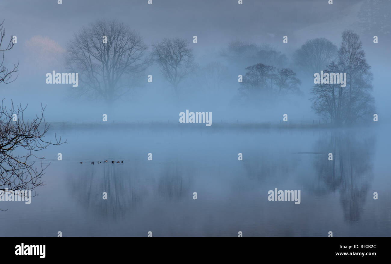 Brume sur Grasmere, Lake District, Cumbria Banque D'Images