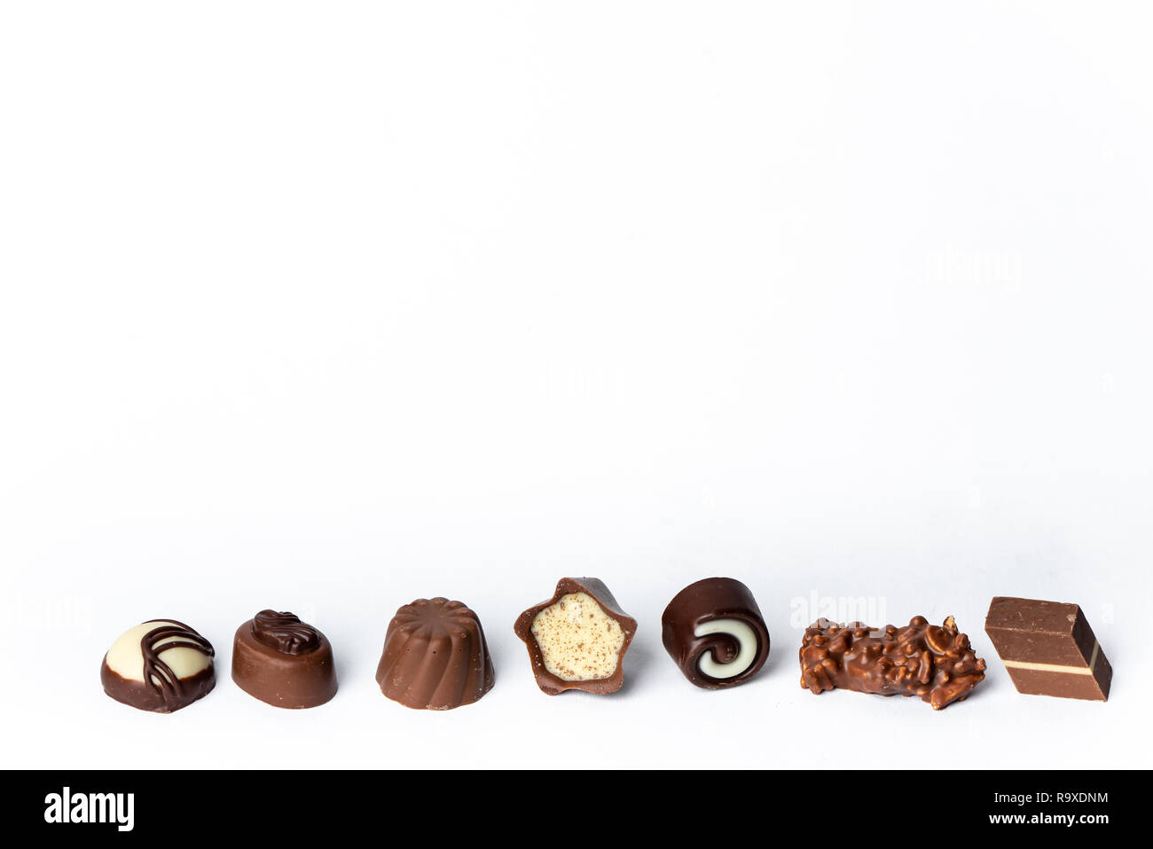 Chocolats doux isolé sur fond blanc Banque D'Images
