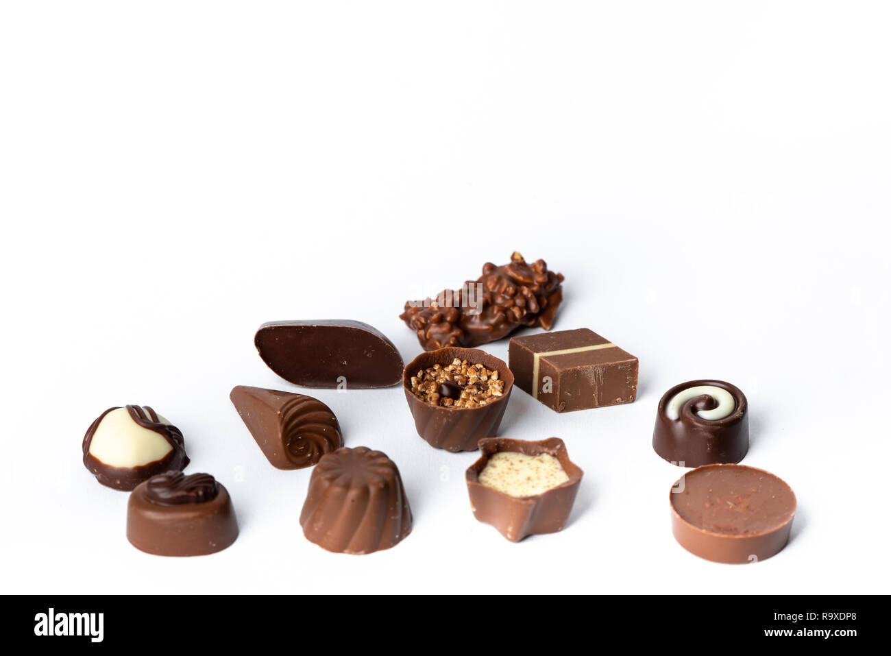 Chocolats doux isolé sur fond blanc Banque D'Images
