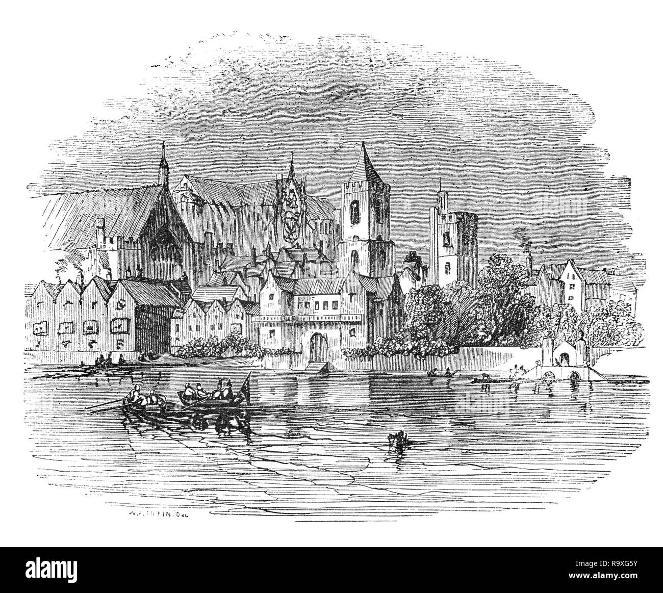 Dessiné autour de 1660, de la Tamise, le règlement qui a grandi autour de l'abbaye de Westminster, le palais royal et le Parlement qui ont pris le nom de Westminster était partie du comté de Middlesex et séparée de la ville de Londres. Banque D'Images