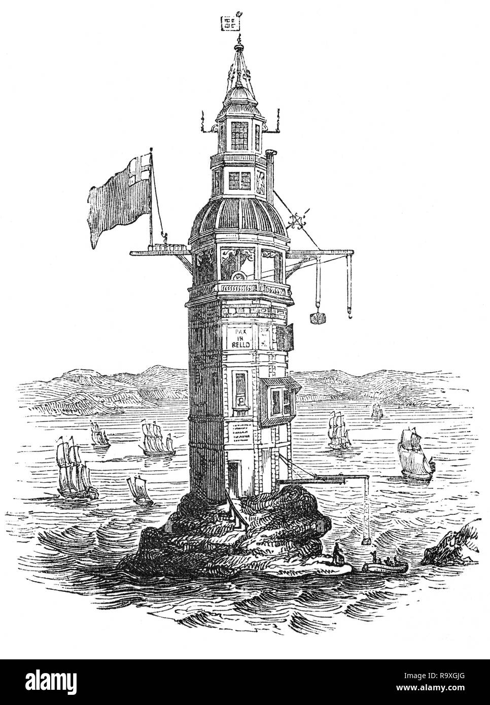 Après la fin de la guerre civile anglaise en 1665, encourage la prospérité nouvellement trouvé un programme de construction. Avec l'accroissement considérable de tade et voyage, Plymouth, sur la côte sud du Devon, en Angleterre, construit une nouvelle maison à la lumière, guide le trafic portuaire. Banque D'Images