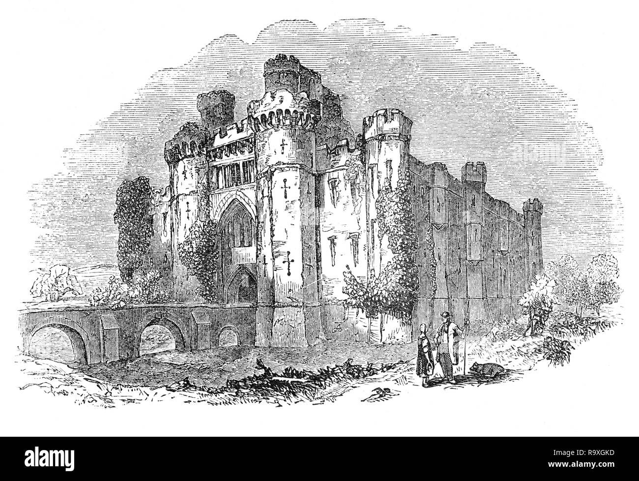 Château de Herstmonceux est un château en brique, datant du 15ème siècle, près de Herstmonceux, East Sussex, Angleterre. Il est l'un des plus anciens bâtiments de brique importante encore debout en Angleterre, et a été construit à l'aide de briques tirées de l'argile locale, par les constructeurs à partir de la Flandre. La construction a commencé sous le propriétaire d'alors, Sir Roger Fiennes et puis, à partir de son décès en 1449, par son fils, Seigneur Juan Vicente, l'accent a été sur la grandeur et le confort au lieu de la défense. Aujourd'hui, le château de Herstmonceux est utilisé par le Centre d'étude international Bader de l'Université Queen's, Canada. Banque D'Images
