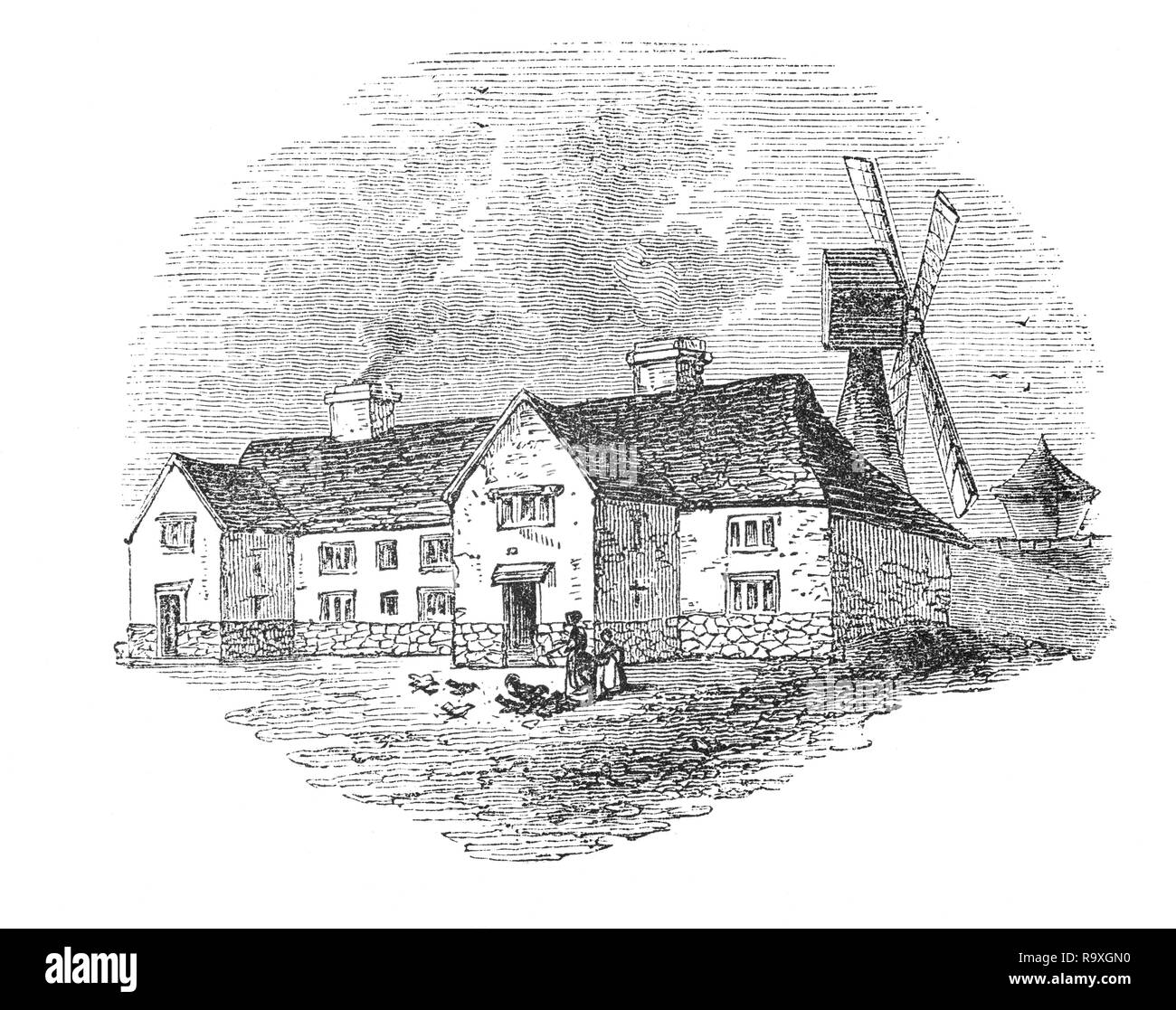 Une ferme construite à partir des matériaux du 14ème siècle château Queenborough, également connu sous le nom de Sheppey château, sur l'île de Sheppey, Kent en Angleterre. Donnant sur la Swale, puis une importante voie d'approche de la rivière Medway, Queenborough Château faisait partie de la défense côtière du pays jusqu'en 1650 quand il a été déclaré impropre à l'usage et a été entièrement détruite peu de temps après, avec certains des restes explosifs utilisés dans la ville voisine de Queenborough. Banque D'Images