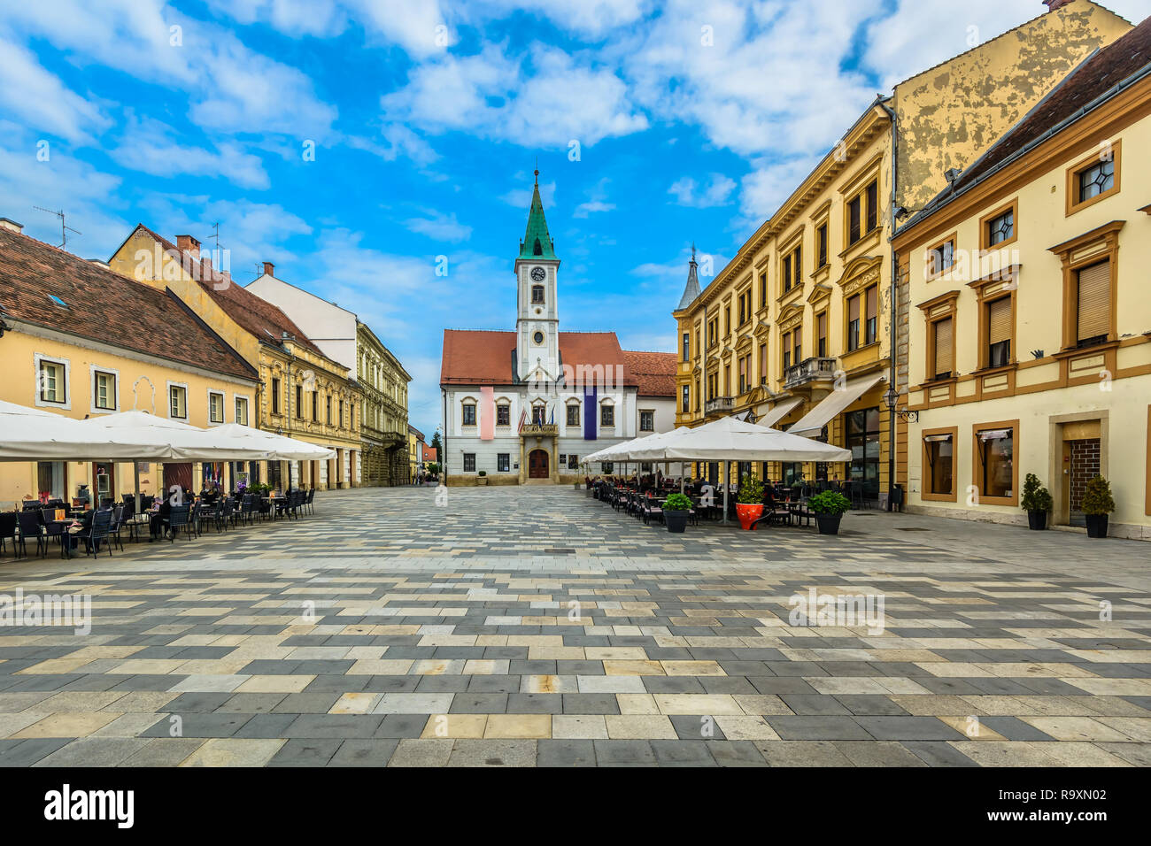 Vue panoramique sur la pittoresque vieille ville baroque à Varazdin Croatie du nord, ville de repère. Banque D'Images