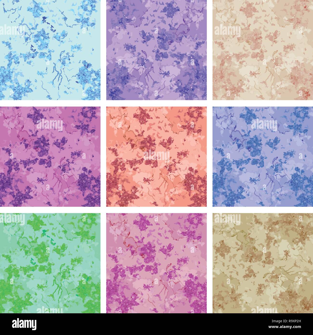 Ensemble de différents modèles en marbre de couleur transparente. Illustration de Vecteur