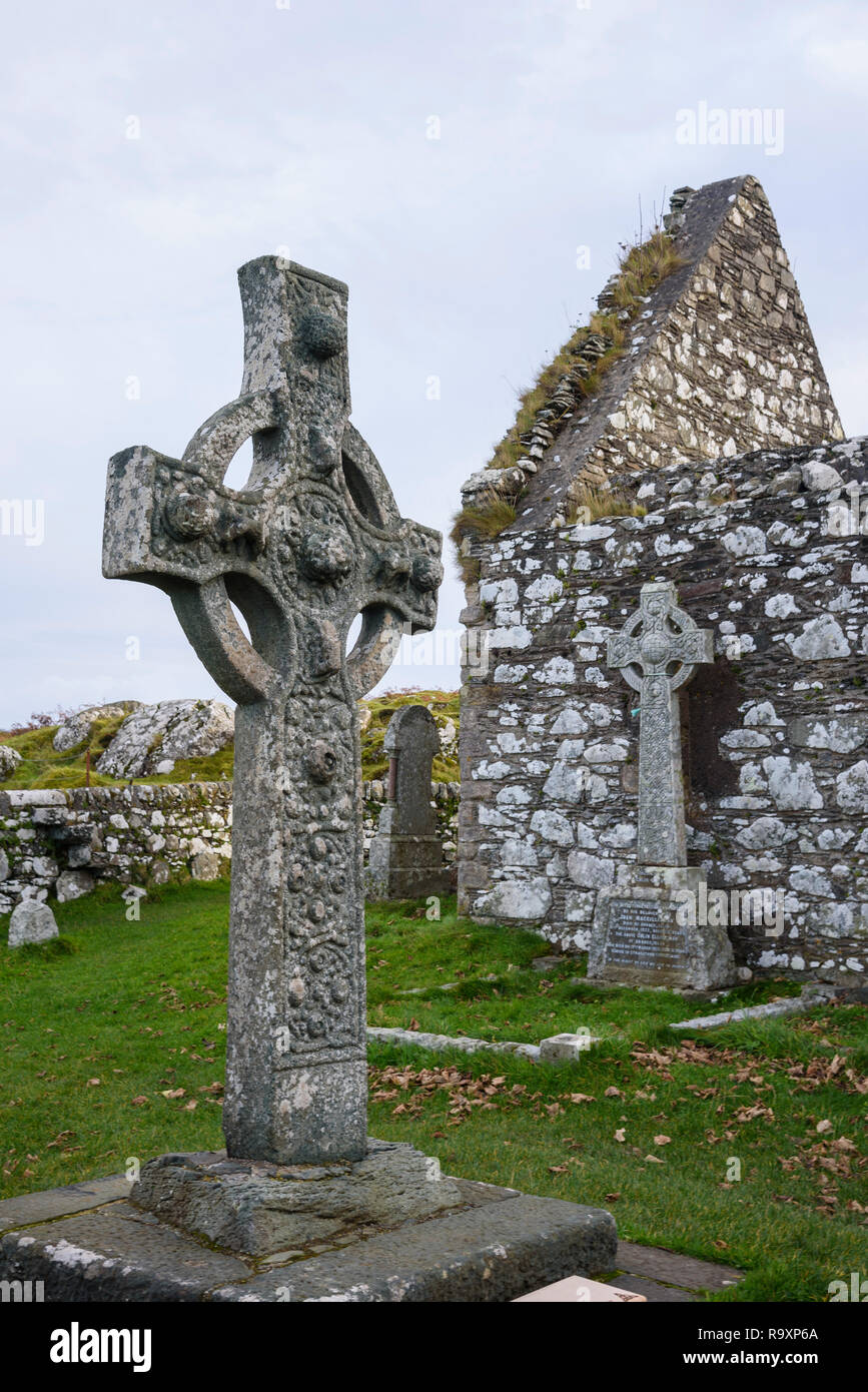 Croix Kildalton, église, Islay, Hébrides intérieures, ARGYLL & BUTE, Ecosse Banque D'Images