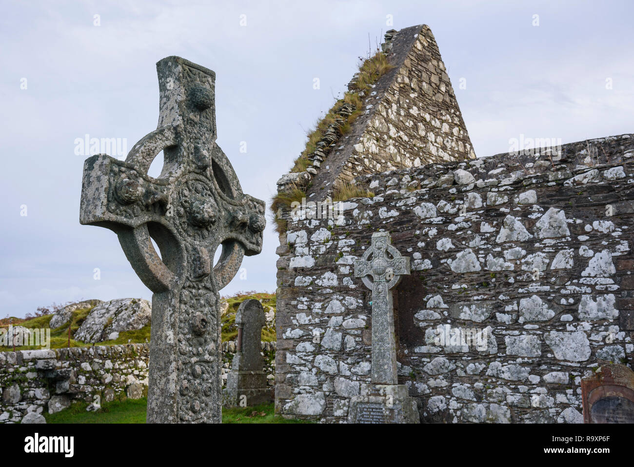 Croix Kildalton, église, Islay, Hébrides intérieures, ARGYLL & BUTE, Ecosse Banque D'Images