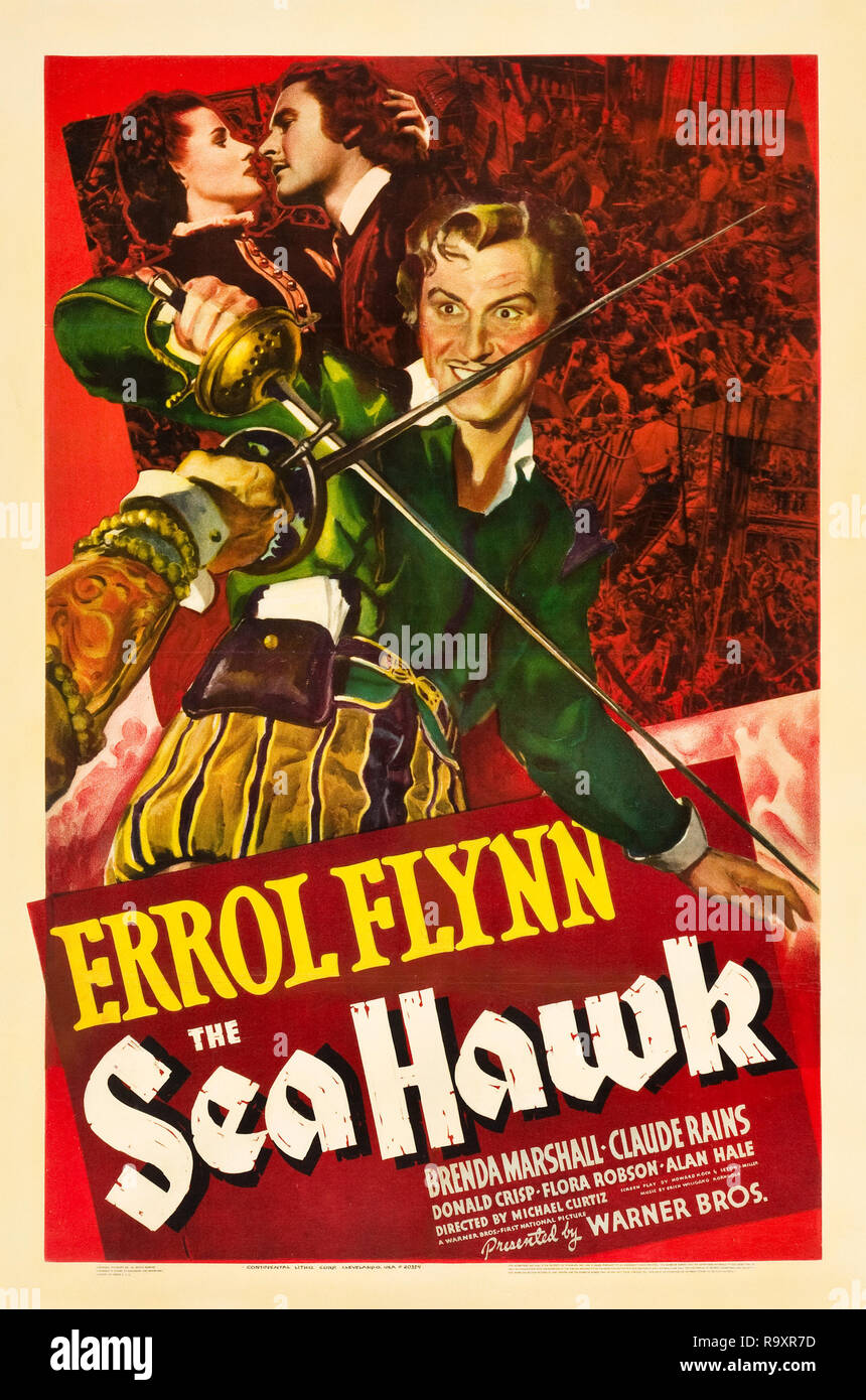 Le Sea Hawk (Warner Brothers, 1940) Poster Errol Flynn référence #  33635 977THA Banque D'Images