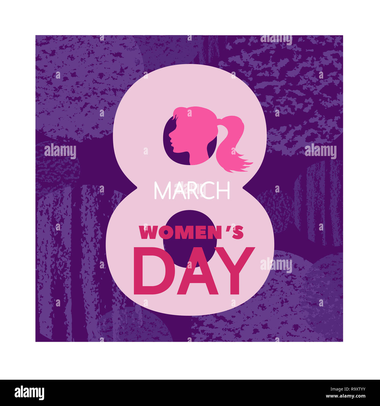 Heureux 8 mars. Bbeautiful carte de vœux. Art fond festif.Idéal pour l'élément de conception handdrawn affiche, bannière, d'invitation de mariage. Illus vectoriel Banque D'Images