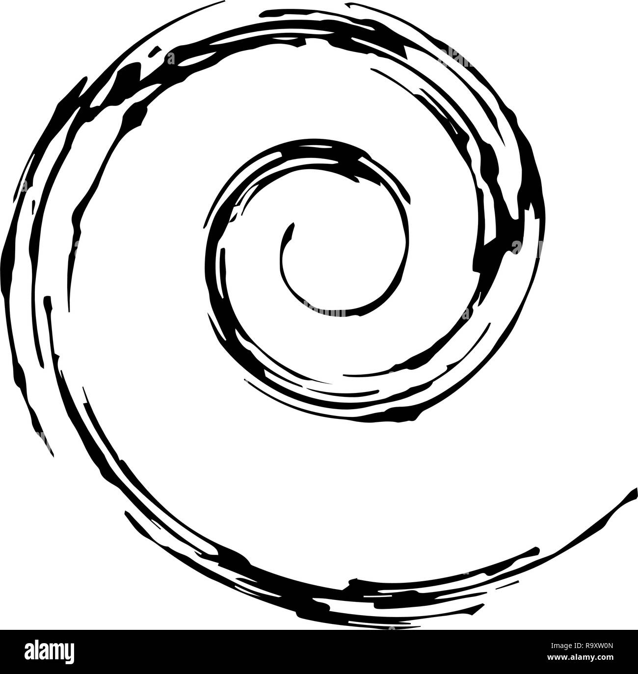 Spirale créative design avec pinceau dessiné à la main et facile à changer de couleur. Illustration de Vecteur