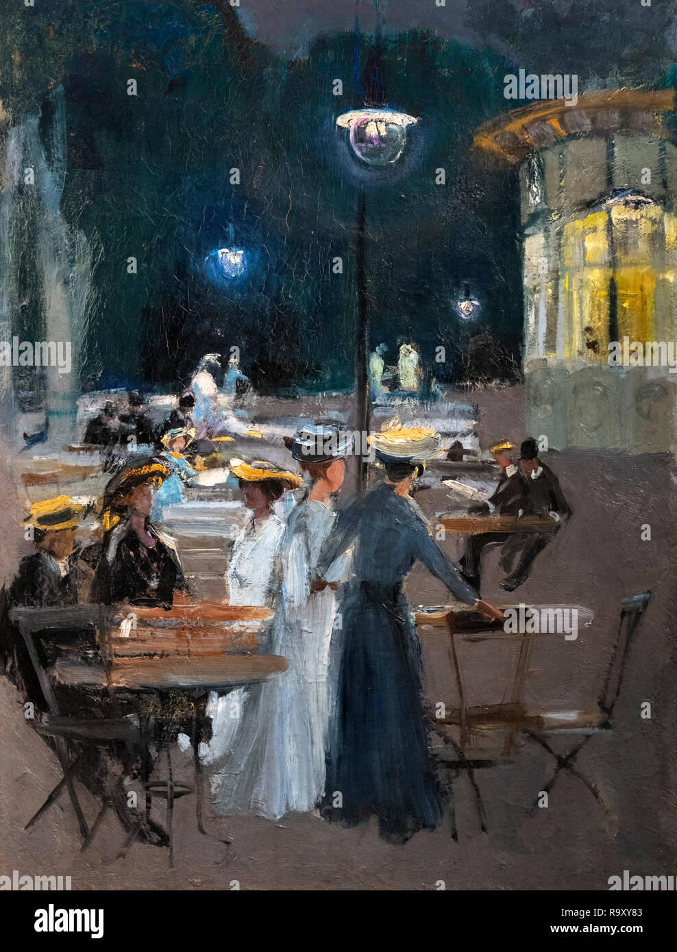 Café Parisien de nuit par Ludwik de Laveaux (1868-1894), huile sur toile, après 1890 Banque D'Images