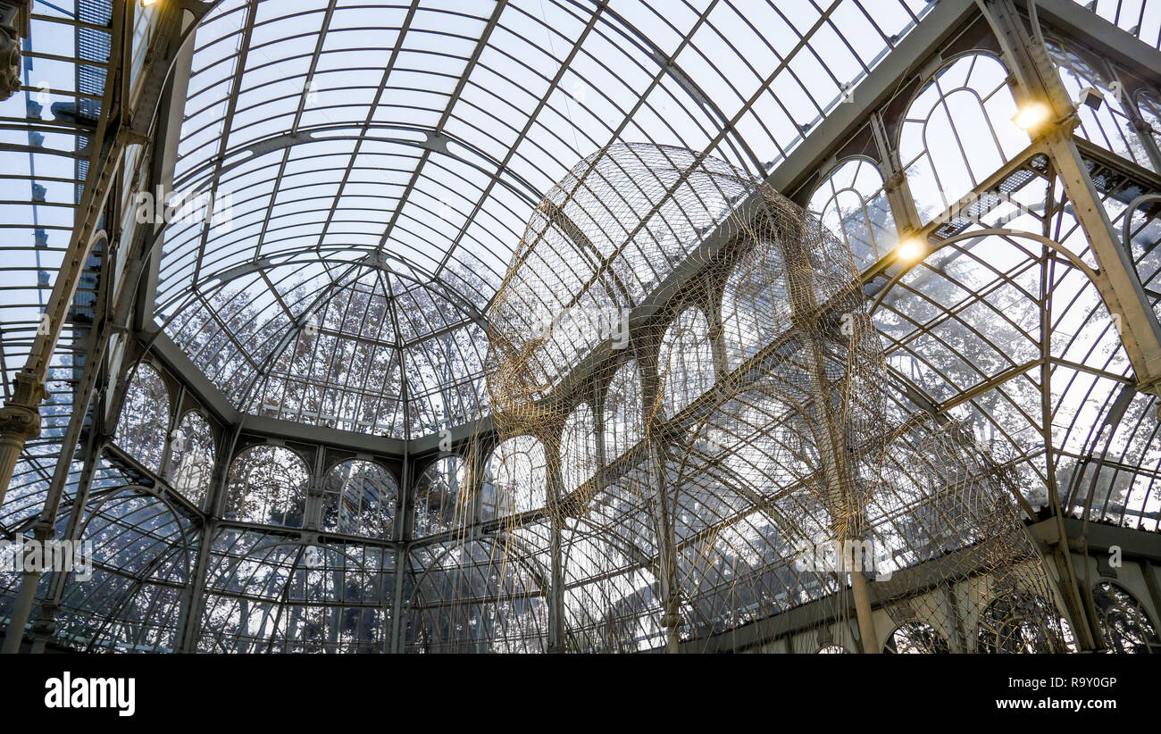 Palacio de Cristal, le parc El Retiro, Madrid, Espagne Banque D'Images