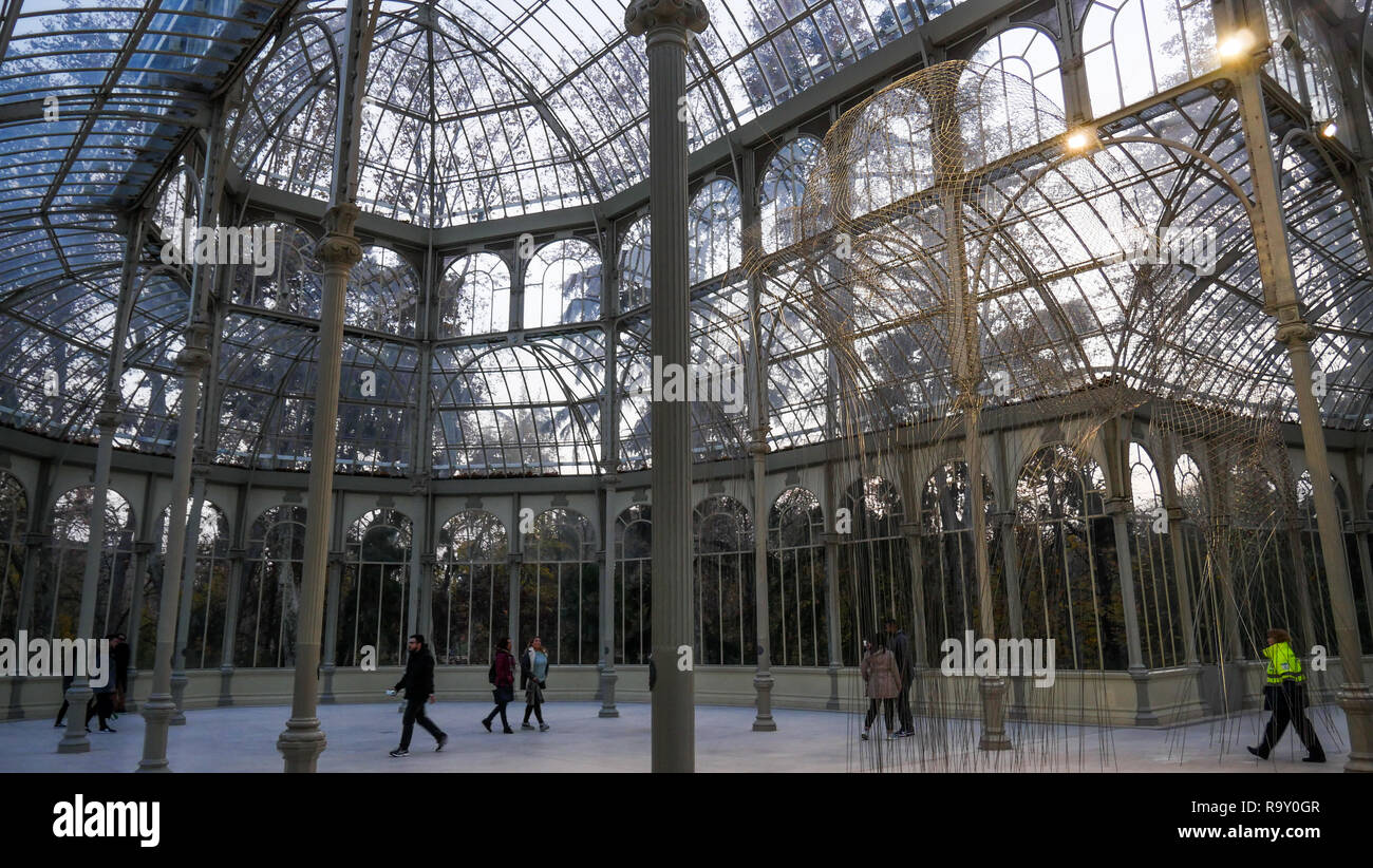 Palacio de Cristal, le parc El Retiro, Madrid, Espagne Banque D'Images