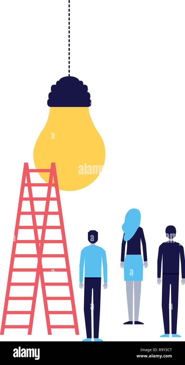 Les gens d'affaires escaliers et l'ampoule idée Illustration de Vecteur