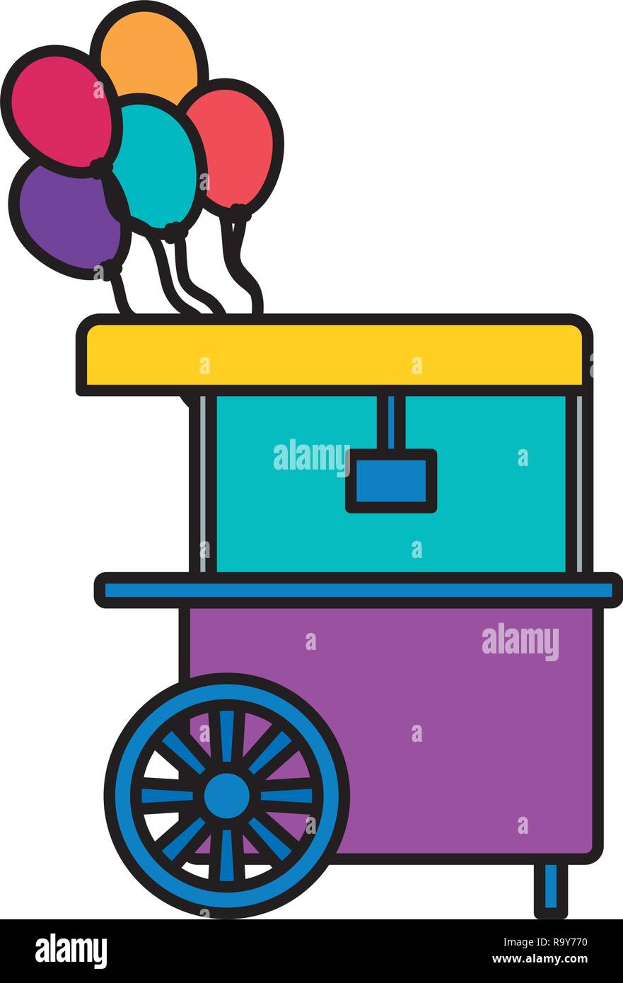 Pop corn machine de cirque avec des ballons hélium vector illustration design Illustration de Vecteur