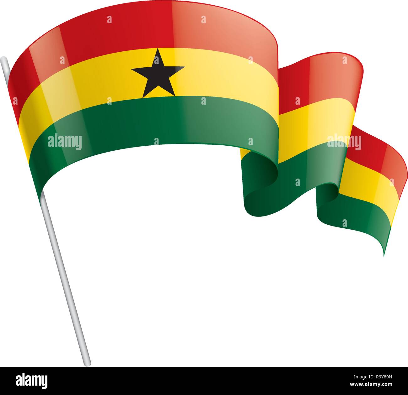 Drapeau du Ghana, vector illustration sur fond blanc Illustration de Vecteur