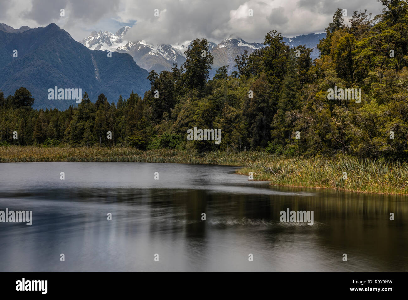 Lake Matheson, Alpes du Sud, l'île du Sud, Nouvelle-Zélande Banque D'Images