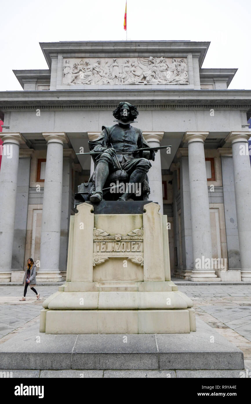 Statue de Velazquez, Musée du Prado, Museo del Prado, Madrid, Espagne Banque D'Images