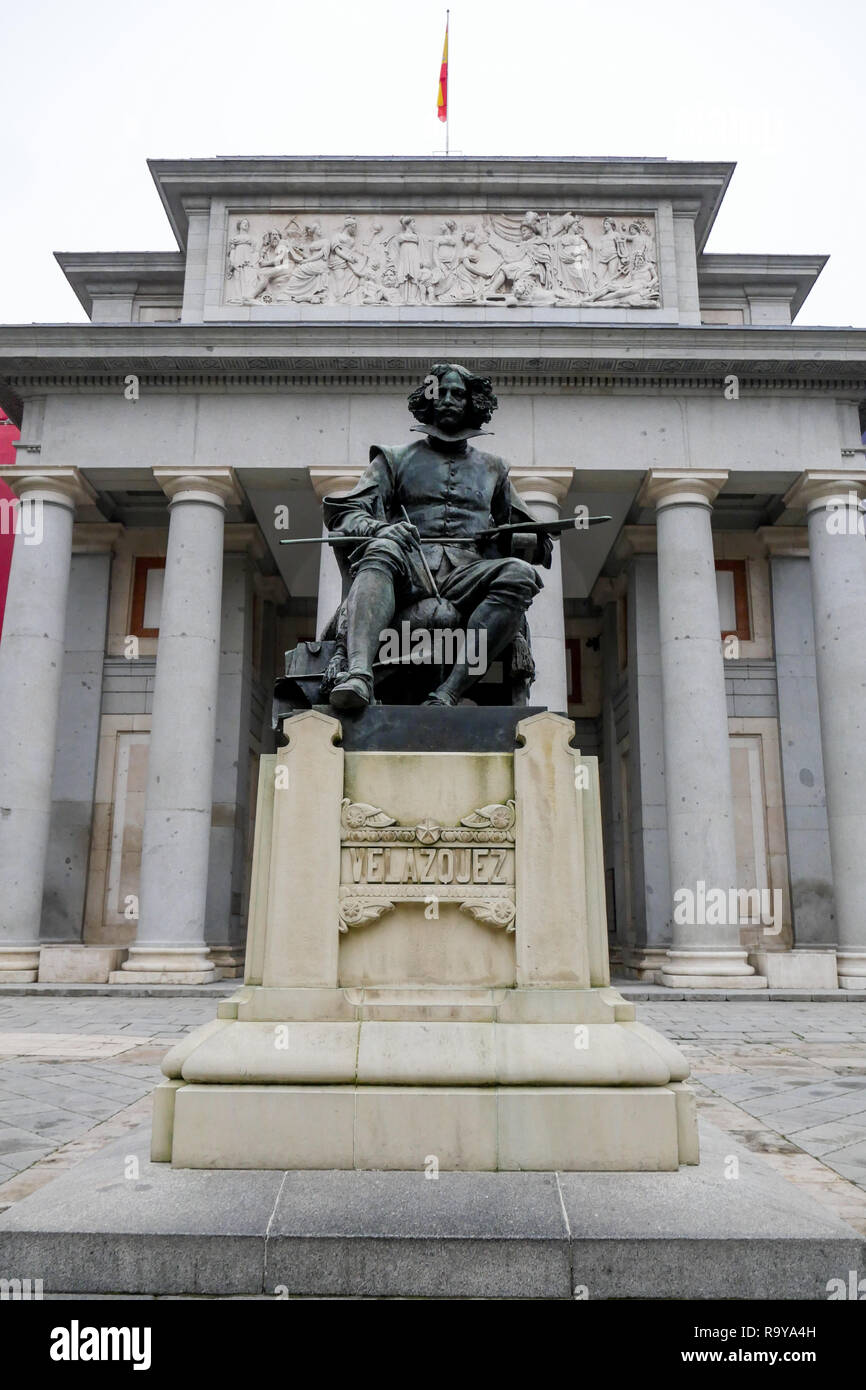 Statue de Velazquez, Musée du Prado, Museo del Prado, Madrid, Espagne Banque D'Images