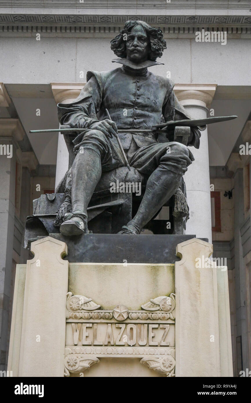 Statue de Velazquez, Musée du Prado, Museo del Prado, Madrid, Espagne Banque D'Images