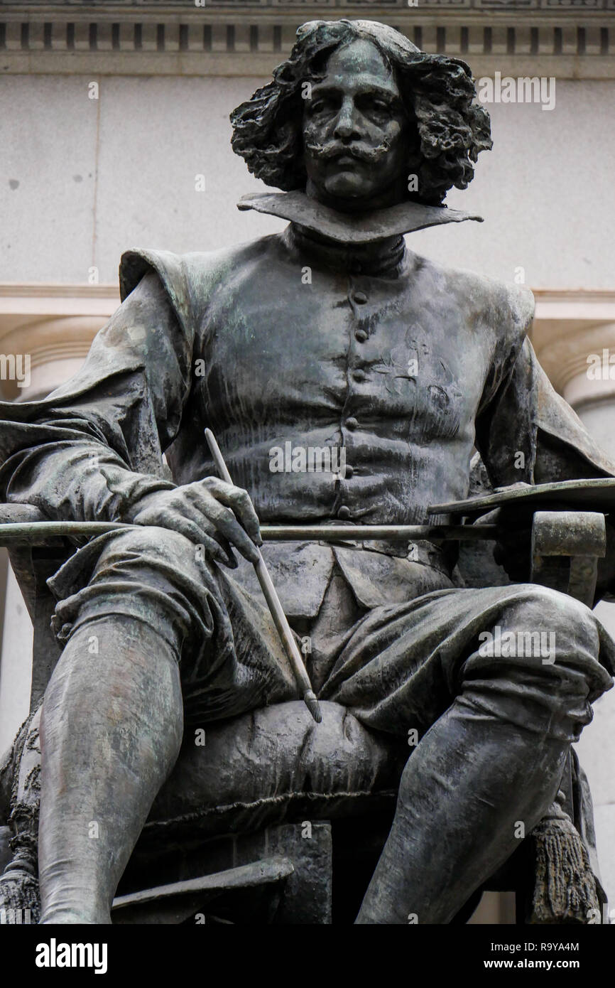 Statue de Velazquez, Musée du Prado, Museo del Prado, Madrid, Espagne Banque D'Images