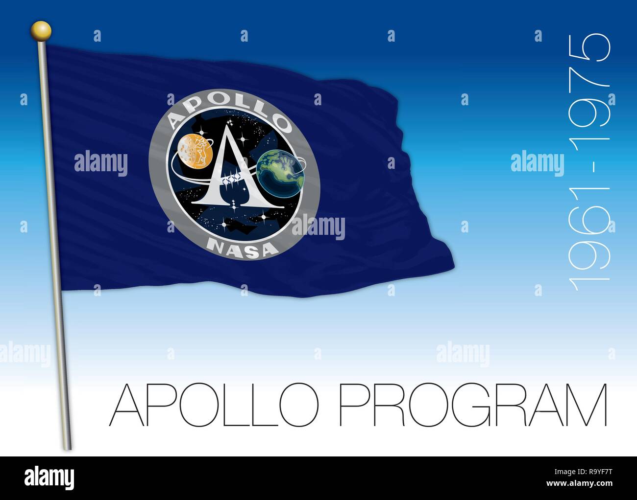 Programme d'exploration spatial Apollo drapeau, vector illustration, USA Illustration de Vecteur
