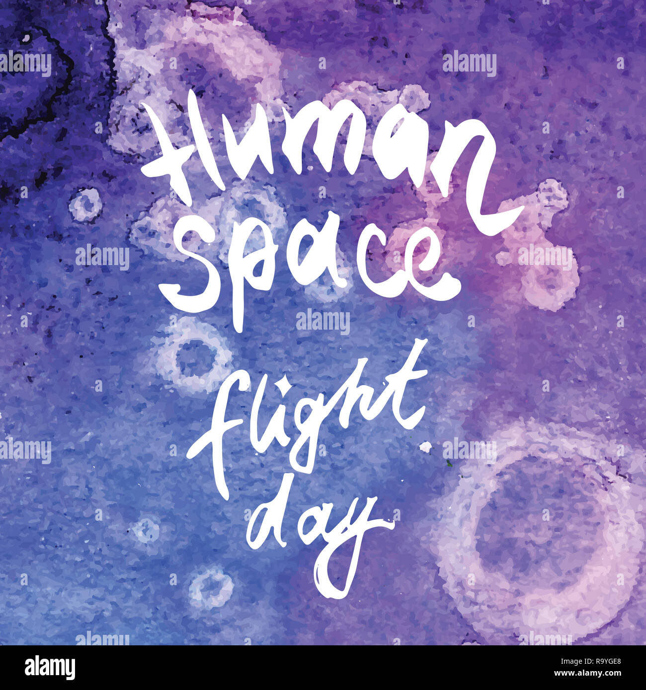 Carte de vœux de la journée en matière de vol spatial. abstract background Banque D'Images