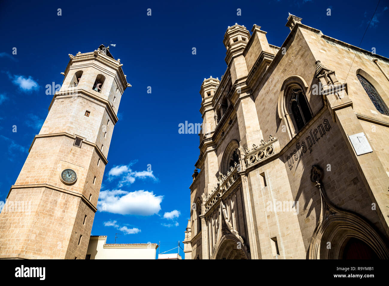 La Tour Fadri et la cathédrale Castello dans le centre-ville, Castellon de la Plana, Espagne Banque D'Images