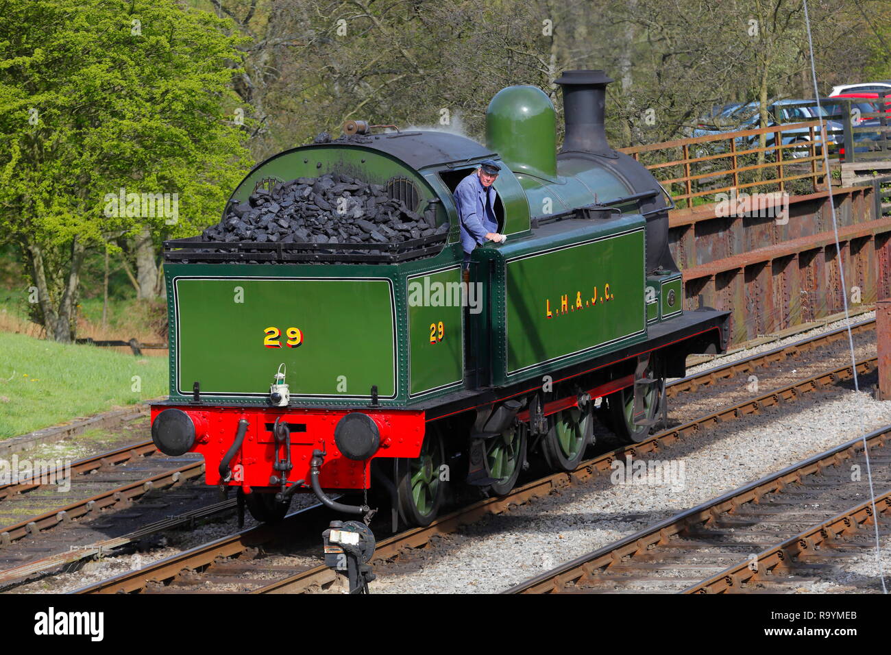 Pas de réservoir de Lambton29 Steam Train LH & JC sur le North Yorkshire Moors Railway à Goathland, près de Whitby. Banque D'Images