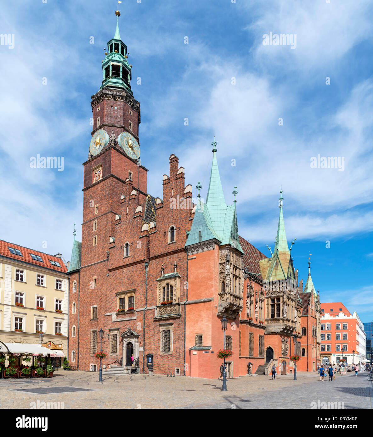 L'Ancien hôtel de ville (Ratusz), la place du marché (Rynek we Wrocławiu), Wroclaw, Silésie, Pologne Banque D'Images