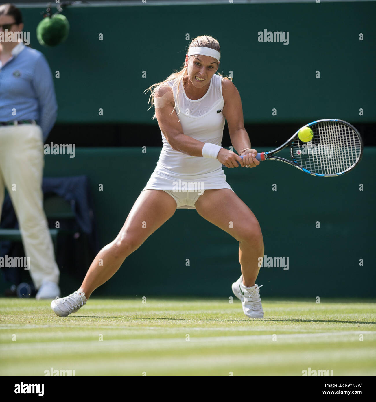 05 juillet 2018. Les Championnats de tennis de Wimbledon 2018 tenue à l'All England Lawn Tennis et croquet Club, Londres, Angleterre, Royaume-Uni. Johanna Konta (UK Banque D'Images