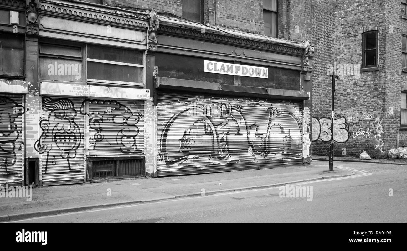 Clampdown Records. Célèbre magasin de disques. Le centre-ville de Manchester en Angleterre 21.4.18 Banque D'Images