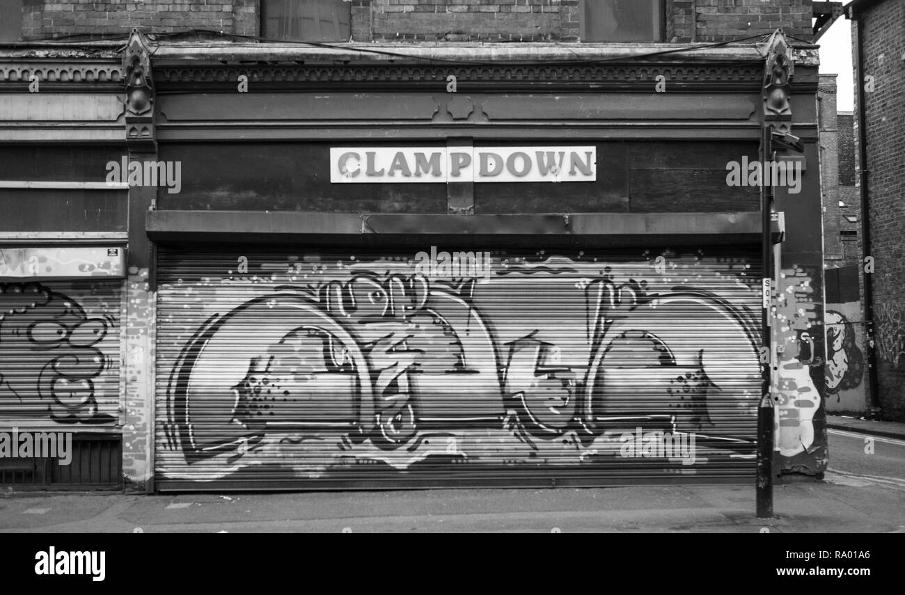 Clampdown Records. Célèbre magasin de disques. Le centre-ville de Manchester en Angleterre 21.4.18 Banque D'Images