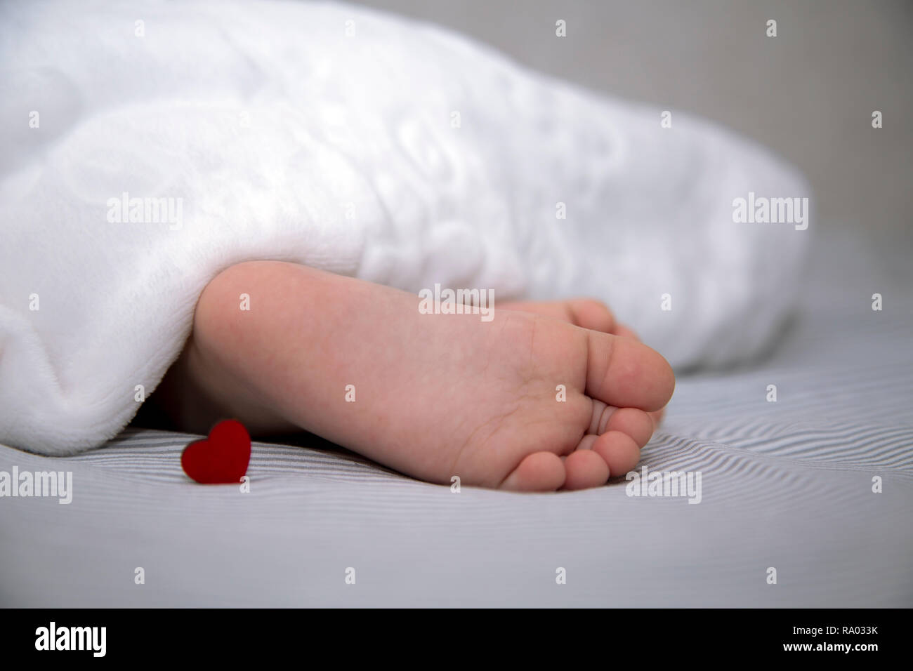 Le Bebe Dort Sous Une Couverture Les Pieds Dehors Avec Un Petit Coeur Rouge Pour La Maison De Vacances Photo Stock Alamy Le Bebe Dort Sous Une Couverture Les Pieds Dehors Avec Un Petit Coeur Rouge Pour La Maison De Vacances Photo Stock Alamy