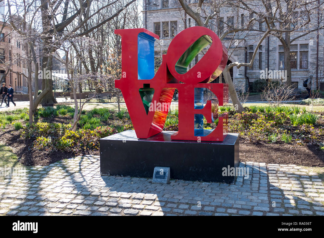 Sculpture Love de Robert Indiana, l'Université de Pennsylvanie, Philadelphie, Pennsylvanie, USA Banque D'Images