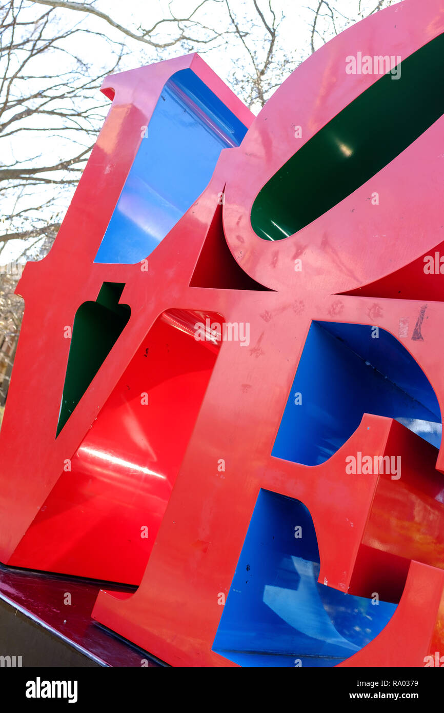 Détail de l'amour sculpture de Robert Indiana, l'Université de Pennsylvanie, Philadelphie, Pennsylvanie, USA Banque D'Images