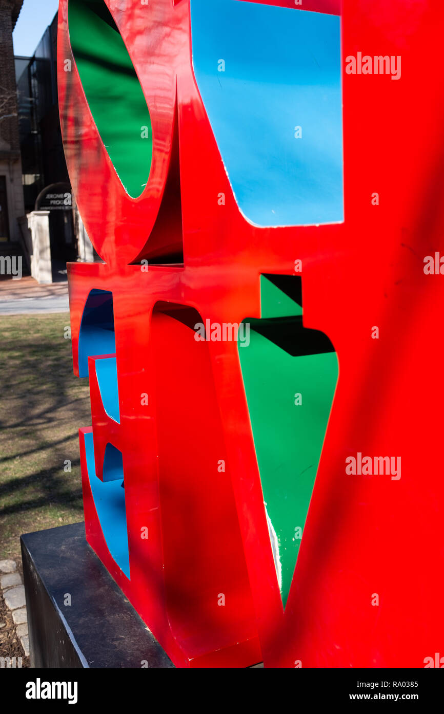 Détail de l'amour sculpture de Robert Indiana, l'Université de Pennsylvanie, Philadelphie, Pennsylvanie, USA Banque D'Images