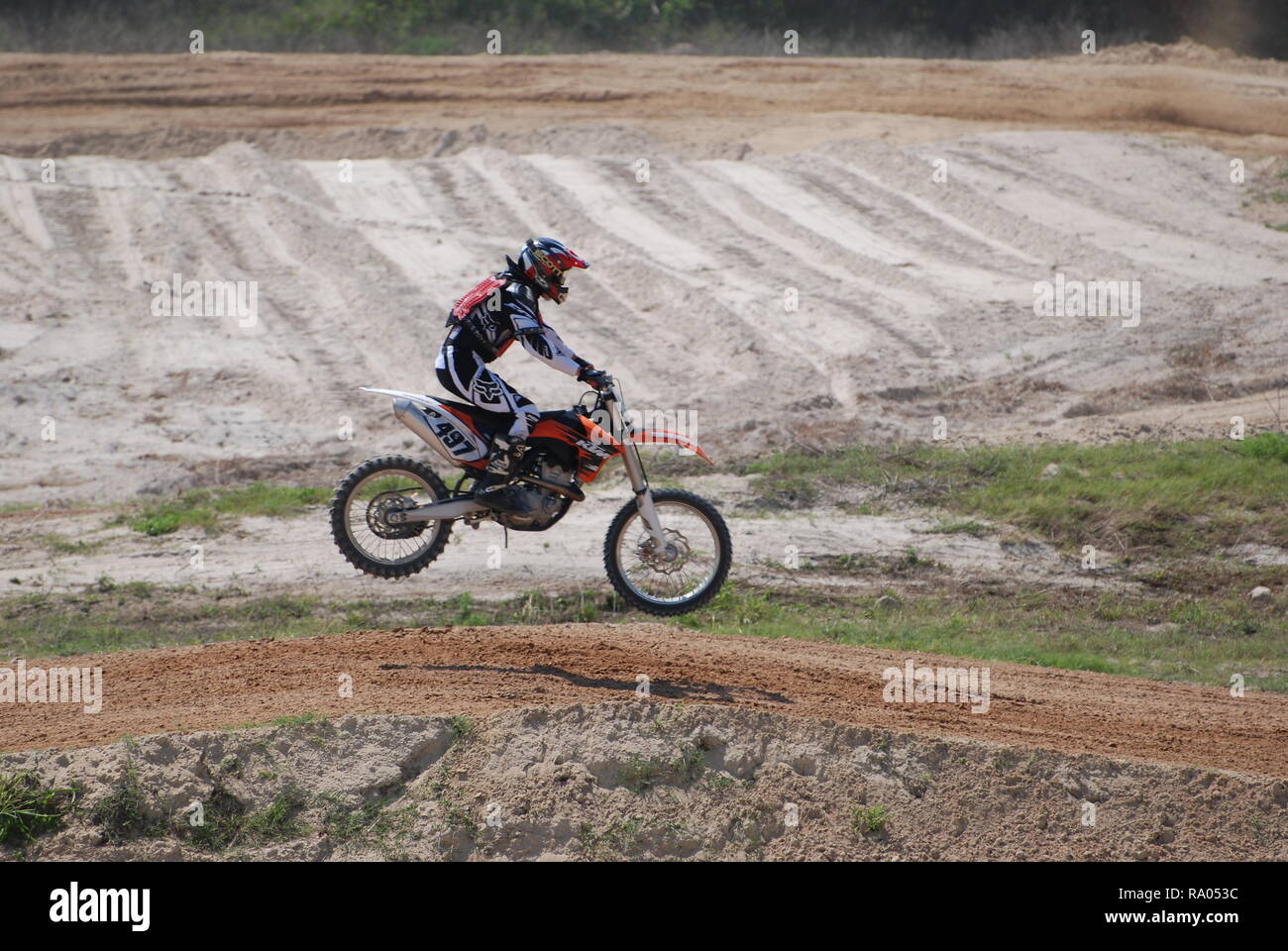 Rider motocross, saut Banque D'Images