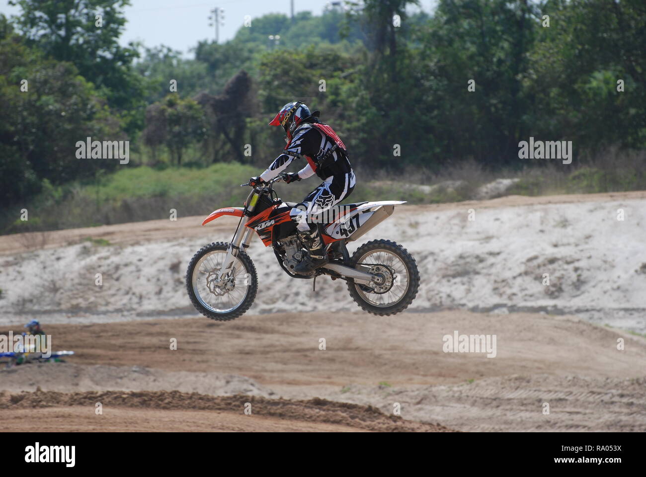 Rider motocross, saut Banque D'Images