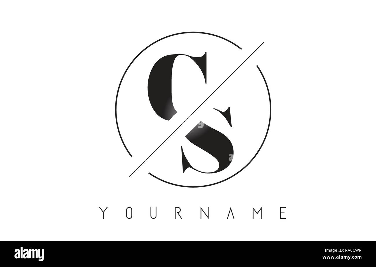 Lettre avec logo CS coupé et recoupé et conception du châssis rond Vector Illustration Illustration de Vecteur