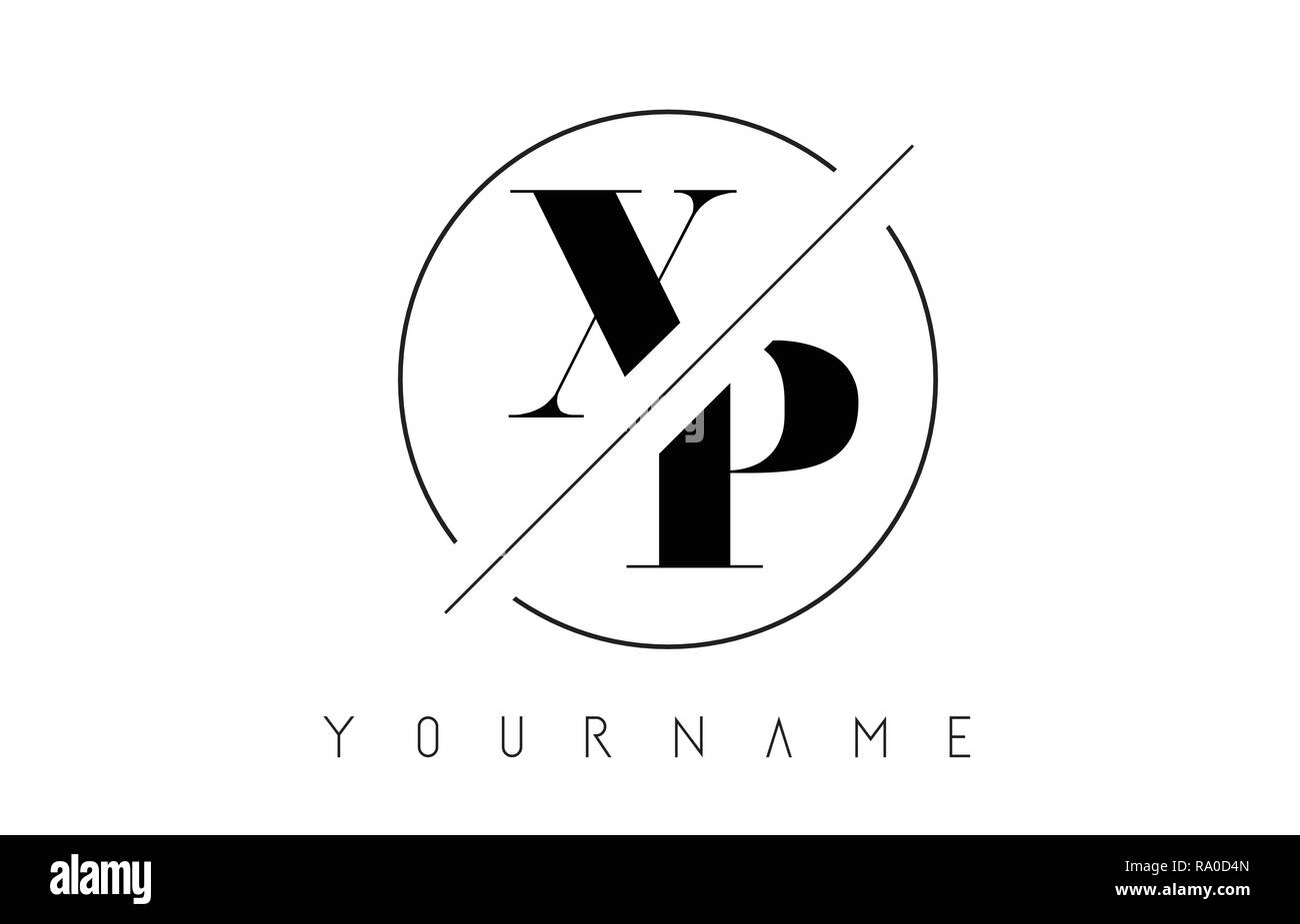 Lettre avec logo XP Cutted et recoupé et conception du châssis rond Vector Illustration Illustration de Vecteur