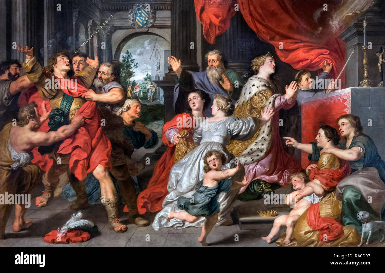 Sainte Elisabeth de Hongrie en priant pour la conversion de Berthold von Leinbach par Pieter van Lint (1609â€"1690), huile sur toile, 1633 Banque D'Images