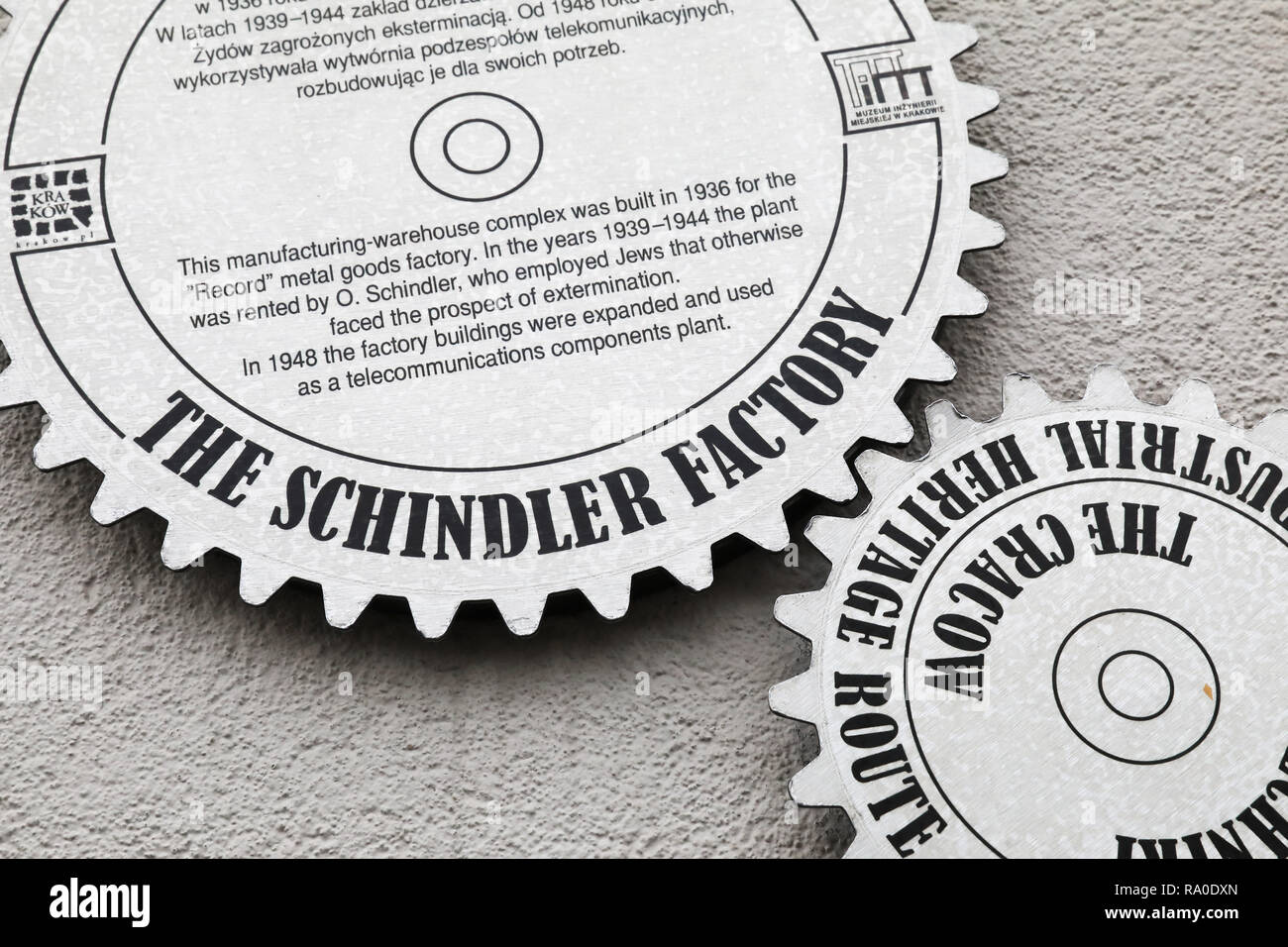 L'usine d'Oskar Schindler Museum, dit la triste histoire de l'expérience de la guerre juive sous occupation nazie DURANT LA SECONDE GUERRE MONDIALE11, à Cracovie, Pologne Banque D'Images