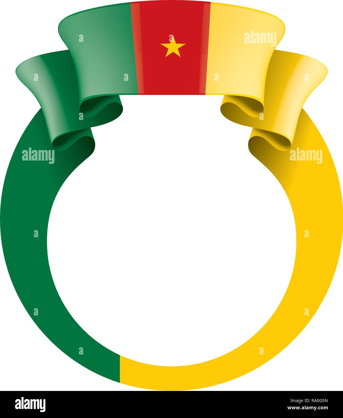 Agitant Le Drapeau Du Cameroun Sur Fond Blanc.