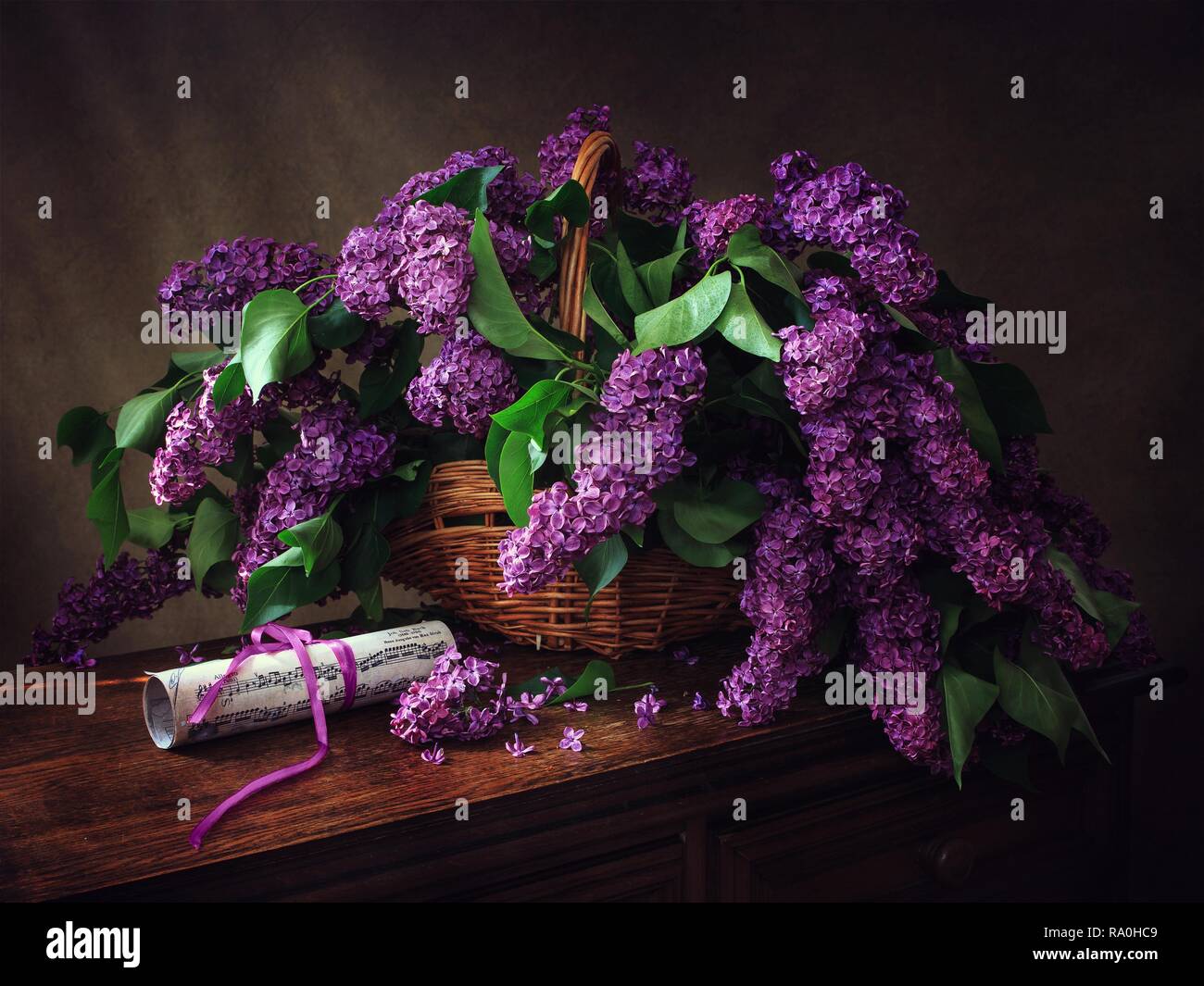 Nature morte au bouquet de lilas Banque D'Images