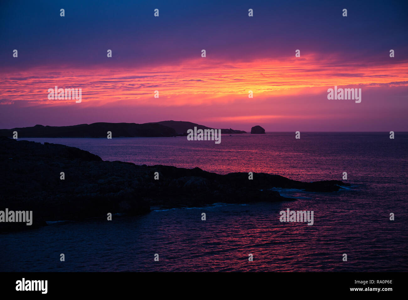 Dernière lumière sur la mer en Ecosse Banque D'Images