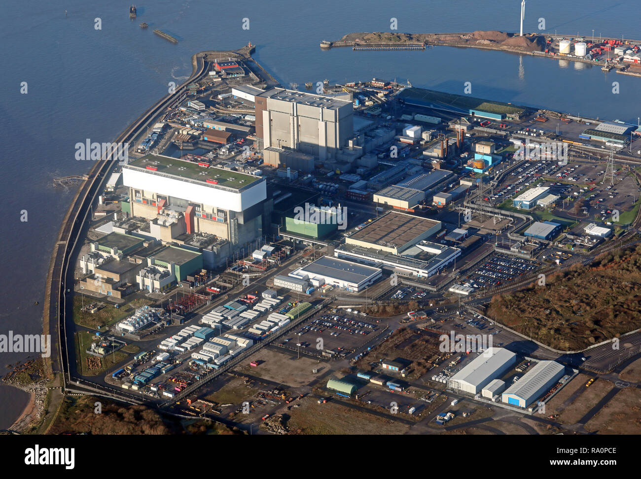 Vue aérienne de la centrale nucléaire d'Heysham Banque D'Images